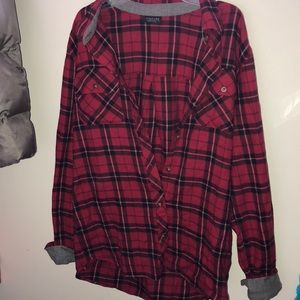 Plaid Long Sleeve with Grey Caps